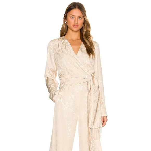 NWT Revolve Jonathan Simkhai Champagne Colored Julia Jumpsuit w/ Pockets Size 0 - Picture 2 of 5